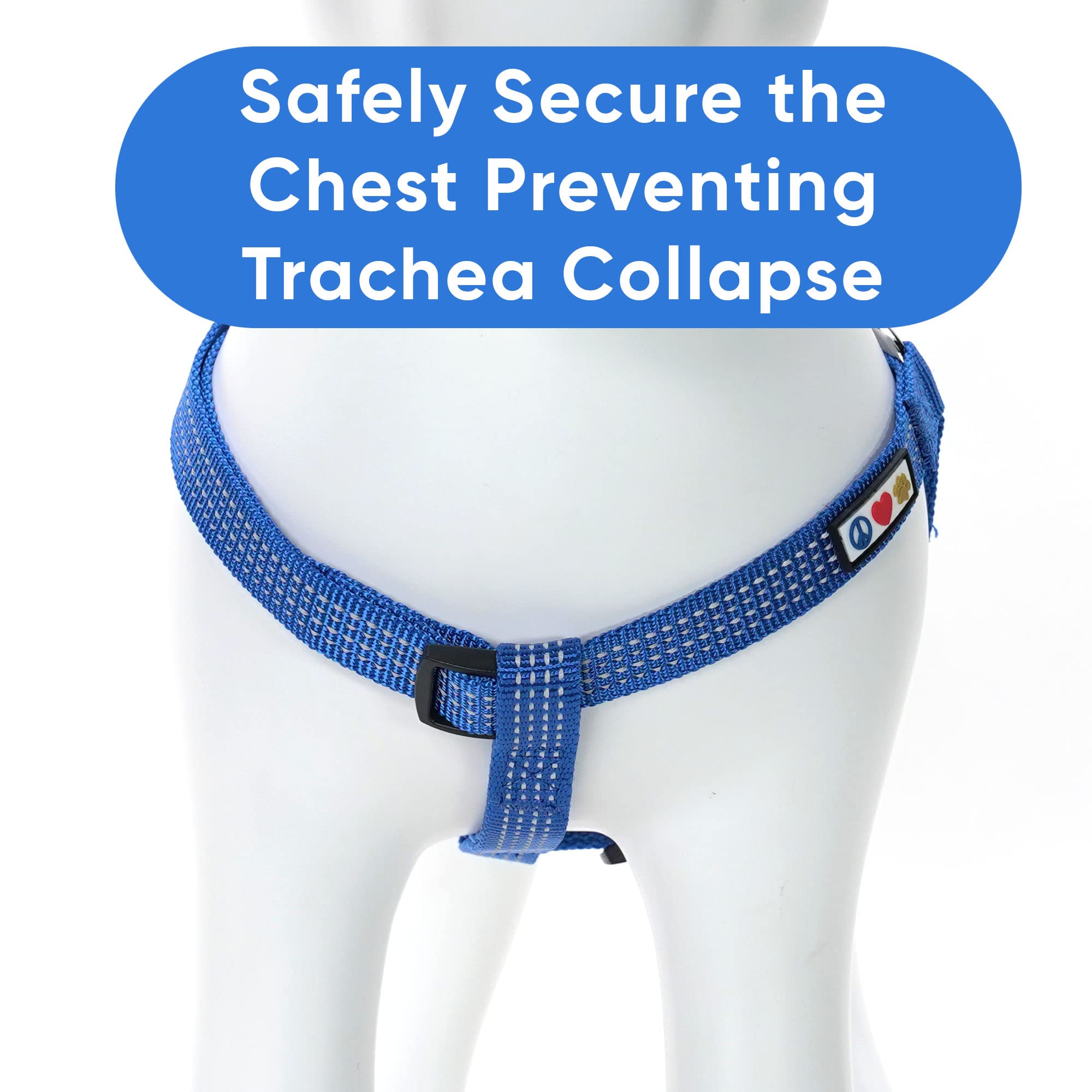 Pawtitas Pet Soft Adjustable Step-In Reflective Puppy / Dog Harness Medium / Large 3/4 Inch Blue